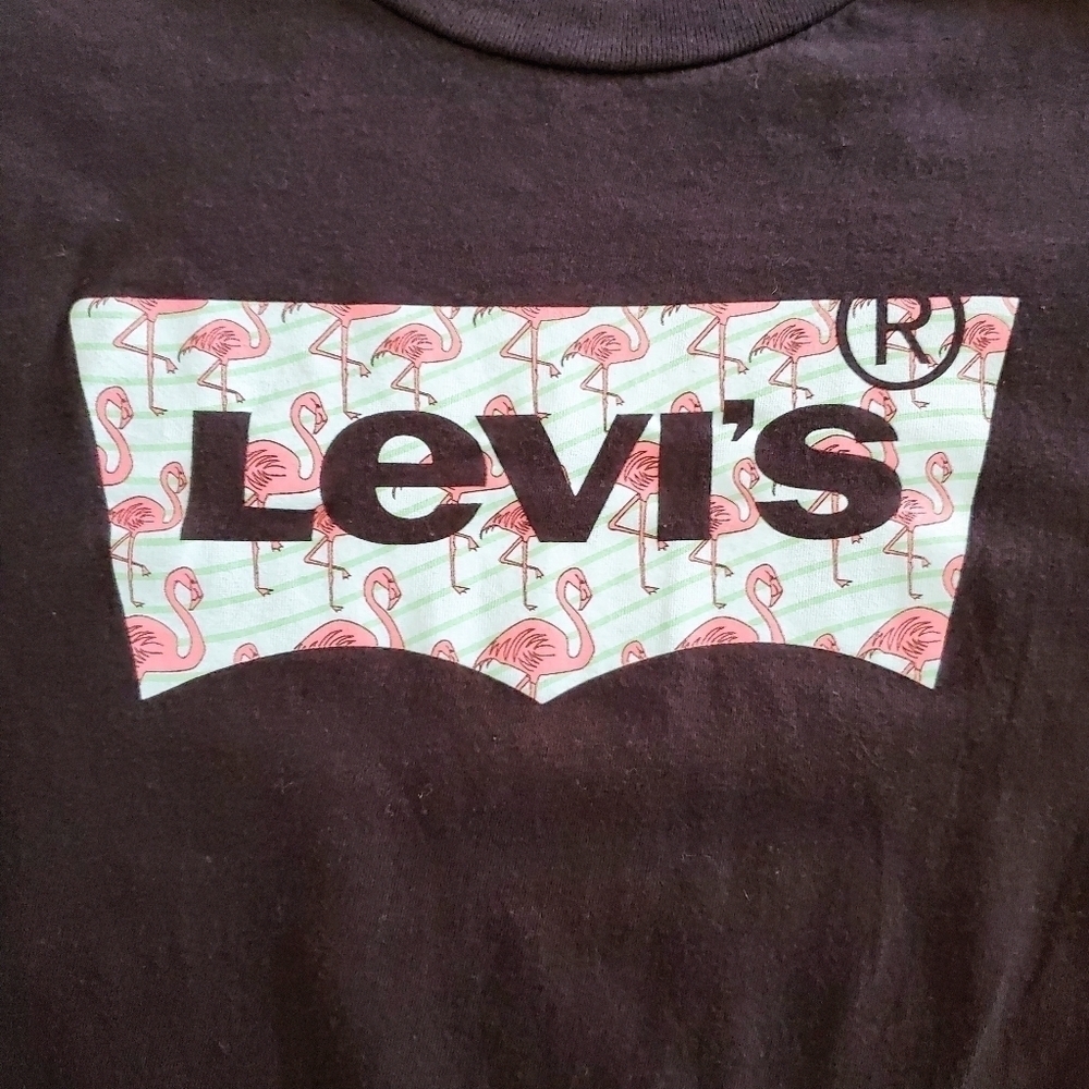 1262 * Levi's Flamingo Logo Tee Black Size M - Picture 5 of 7